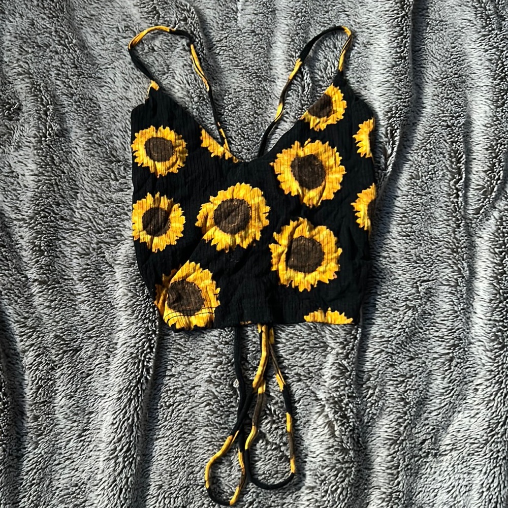 Bohemian Sunflower Cropped Tank Top